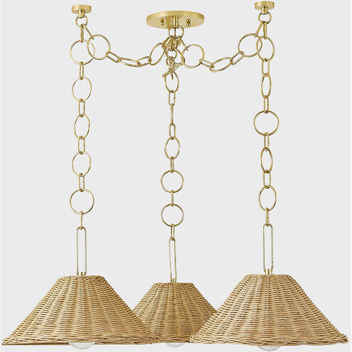 Dalia 3 Light 38.5 inch Aged Brass Chandelier Ceiling Light